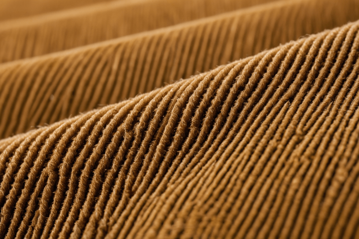 Close-up of corduroy wales